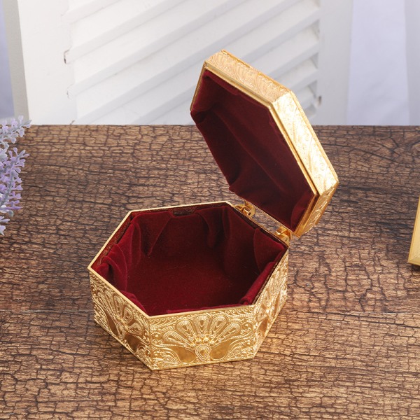 Kultametallinen korurasia Pieni kuusikulmio Vintage case