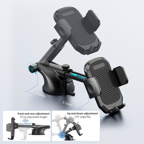 Retractable Car Mounted Cell Phone Holder Suction Cup Mobile Phon
