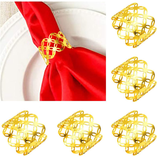 Servietringe og -holdere, 6 stk. Metal Servietring Serviet Loop Hol