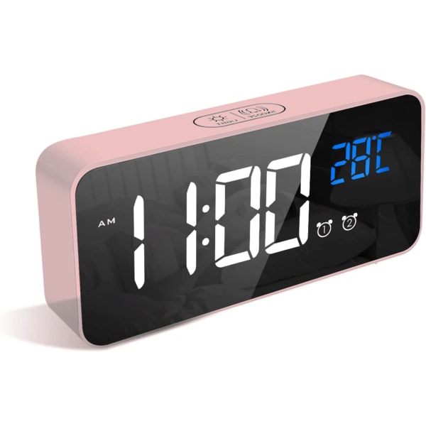 Silver Digital Väckarklocka, LED Väckarklocka med Snooze-funktion