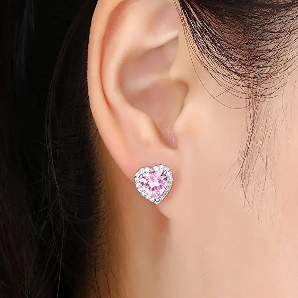 Cubic Zirconia Örhängen Stud, CZ Stud Örhängen Vit Guld 10MM