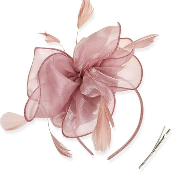 Maskotthatt för kvinnor, blommigt nät, fjäder, bröllop, damdag, pannband