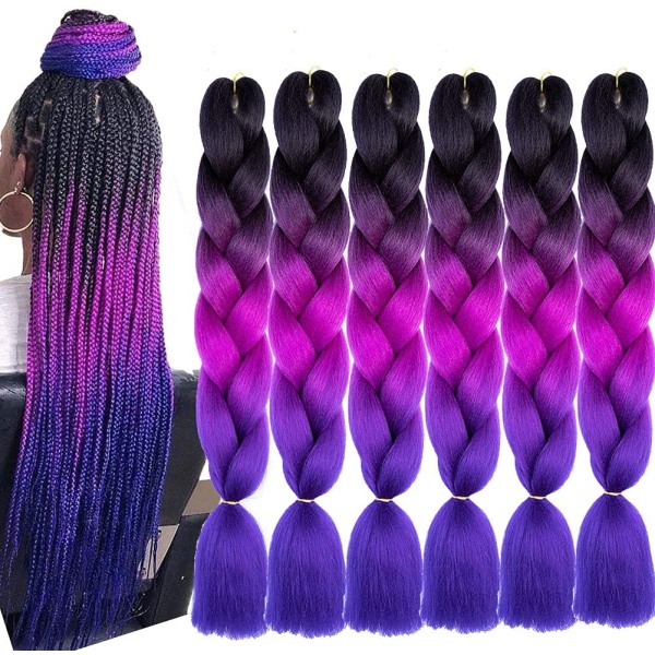 6 Pack Jumbo Synthetic Hair Extensions Colored Heat Resistant DI