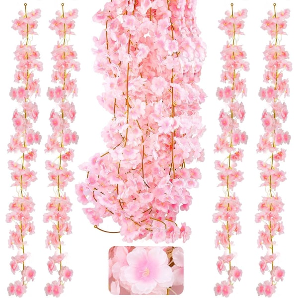 Pink - 4 Pack 6ft kunstig kirsebærblomstring til hjemmet hængende
