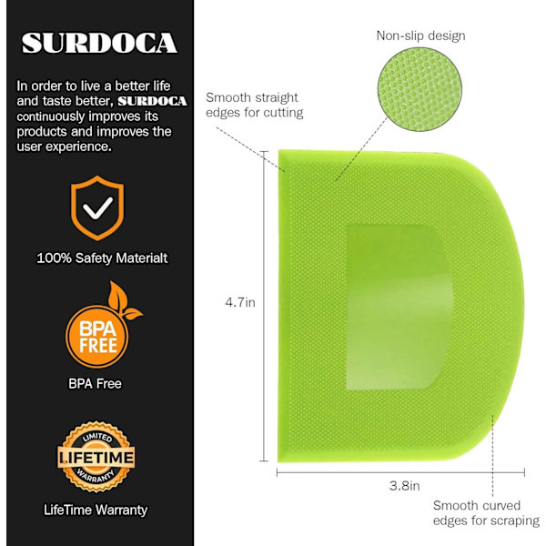 Bakbänksdegsplast - 3 st 12x9,3 cm/4,72x3,7 tum Degskrapa Plast Bakverksskärare Båge