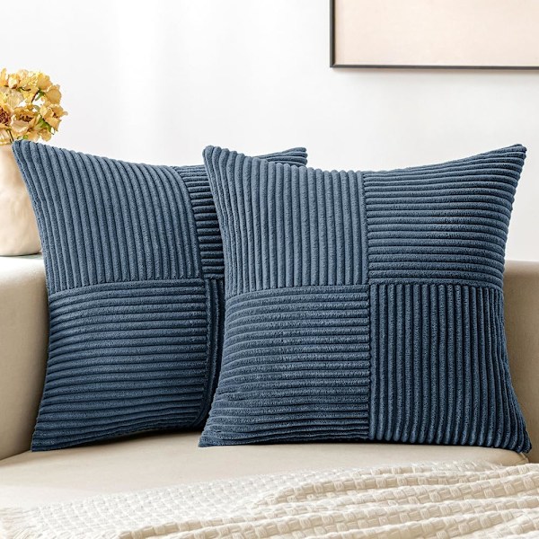 2 kpl Samettikangas tyynynpäällinen deniminsininen 45*45cm