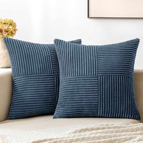 2 stk. Fløjlpudebetræk denimblå 45*45cm