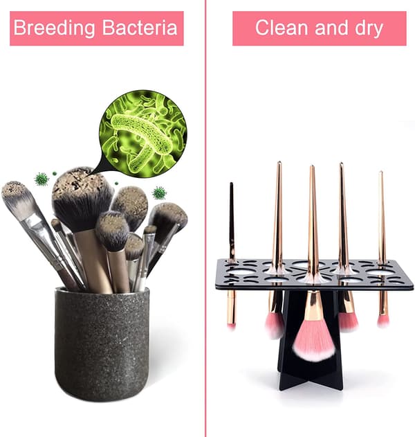 Sort - Foldbar Makeup Børste Organizer Børsteholder Bærbar Ma