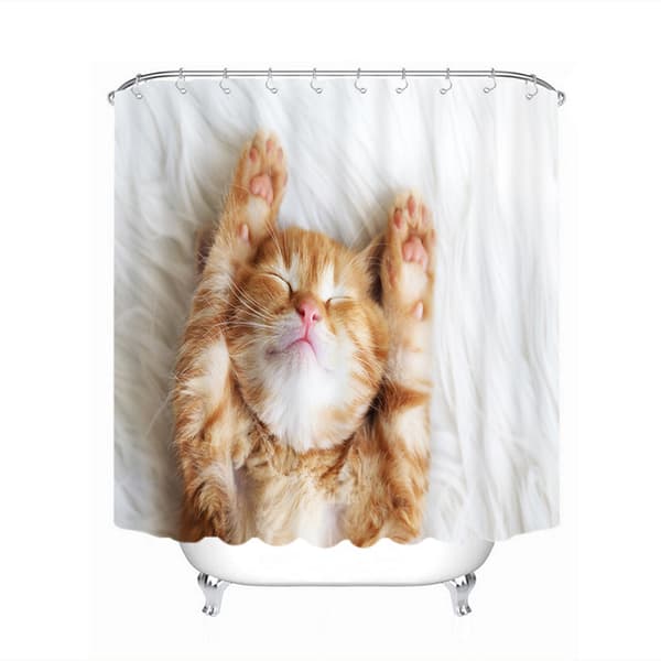 Stor Orange Kat Dyre Serie W150×H180 Digital Tryk Polyester Bruseforhæng