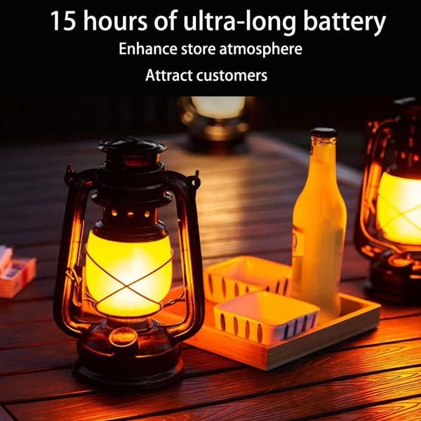 2-pack Vintage Trädgårdslykta, utomhus LED-lykta Flame light three modes