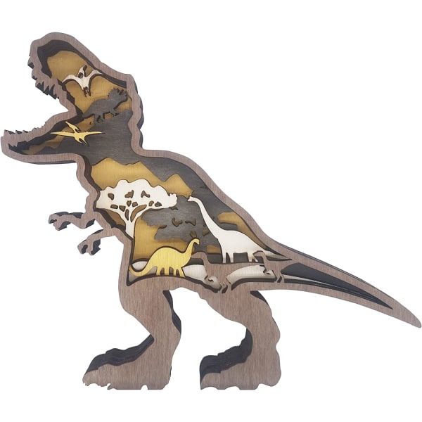 3D Velociraptor Decor Træ Skovdyrstatuer Vægkunst til
