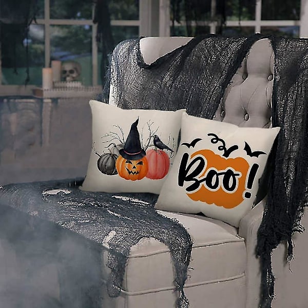 Höst Halloween Pumpa Kuddfodral 18x18 Tum Set Om 4 Trick