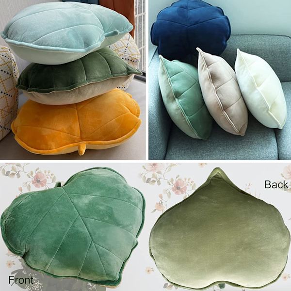 3D Grönt Blad Dekor Kudde, Forma Kasta Kudde Mjuk Rygg Golv C