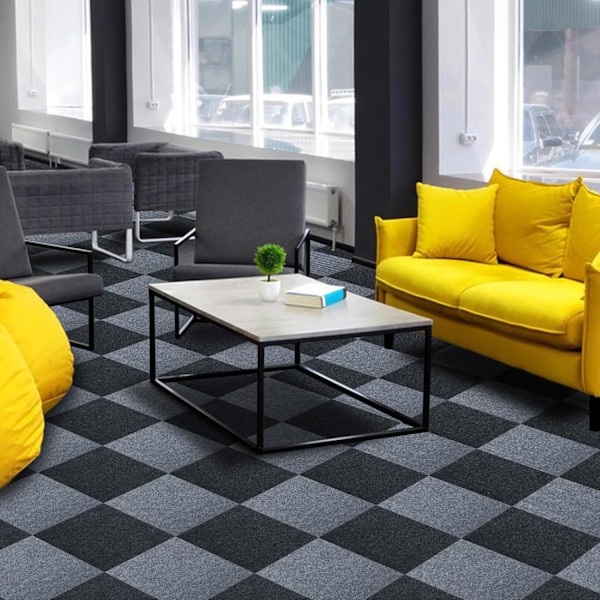 Teppefliser 30 x 30 cm Selvklebende Teppefliser Sklisikre Gjenbrukbare Teppeflater (10 stk) Light Gray