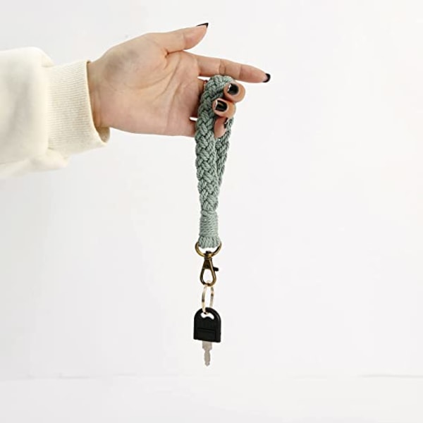 2 st Boho Macrame Nyckelring Armband Handgjord Wristlet Keych
