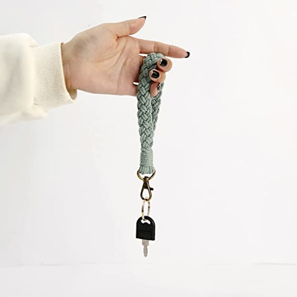 2 stk. Boho Makrame Nøglering Armbånd Håndlavet Håndledsrem Nøglering