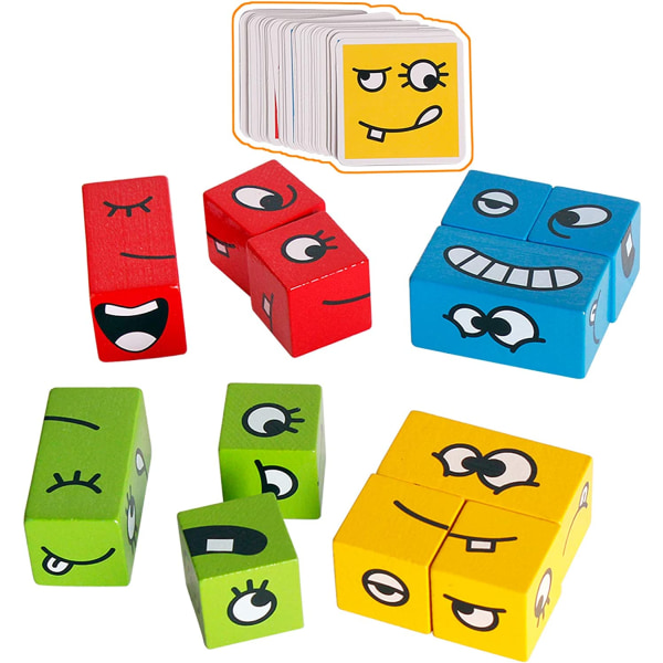 Treuttrykk Matchende blokkpuslespill Building Cubes Toy Gam