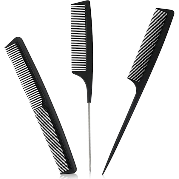 Comb, 3 Pcs Hair Comb, Fine Hair Comb, Tail Comb, Carbon Fiber Comb, Anti-Static Tail Comb, Salon Hair Comb, Rat Tail Co