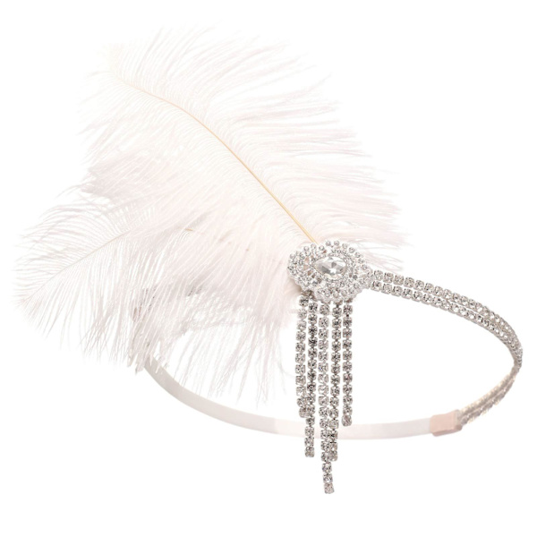 Art Deco 1920-luvun Flapper-päähine Roaring 20s Great Gatsby -sulka