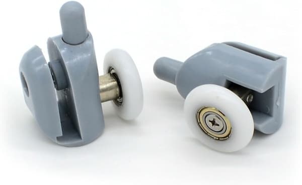 Glatte dusjdørruller, sett med 8 (23 mm) grå
