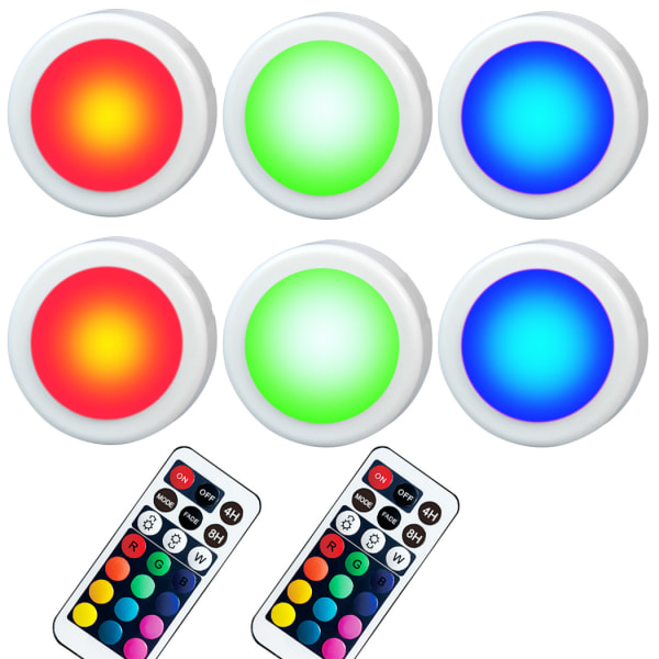2 stk. Genopladelige Trådløse RGB LED Lampe, Dæmpbar LED Vindue Lys