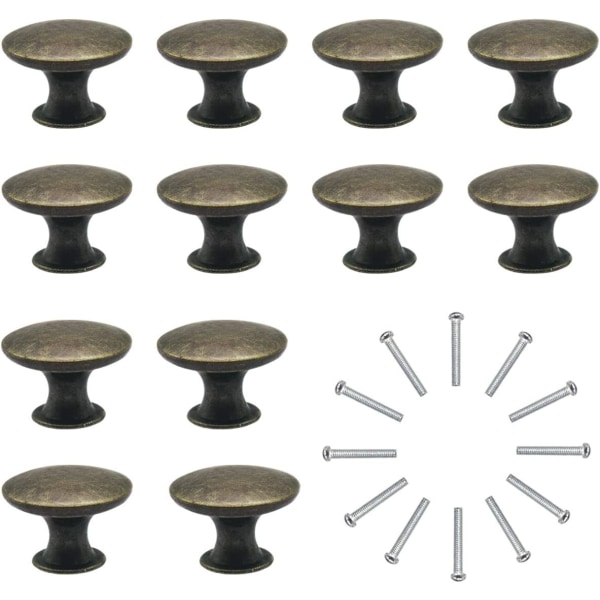 Dörrknoppar Set med 12 lådknoppar 30 mm vintage bronshandtag päls