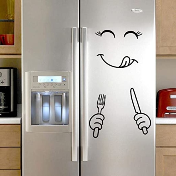 30*40 cm søde køleskabsklistermærker, glad og lækker ansigtskøkken F