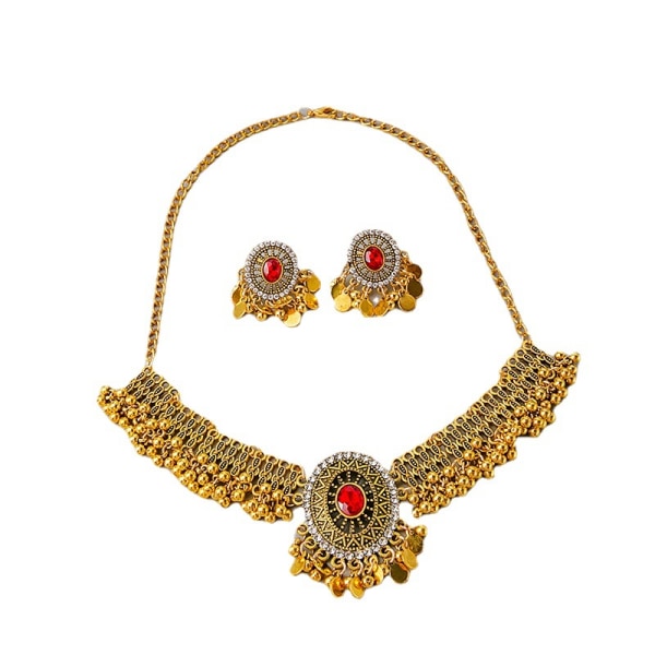 Perler besat glitter pin-up vintage halskæde sæt øreringe indi