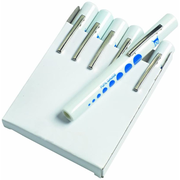 Timesco engångs-penna fackla med pupillmätare, 6-pack