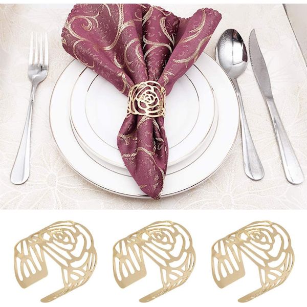 Guld Servietring 12PCS Jule Serviet Holdere Serviet Ring Serviet