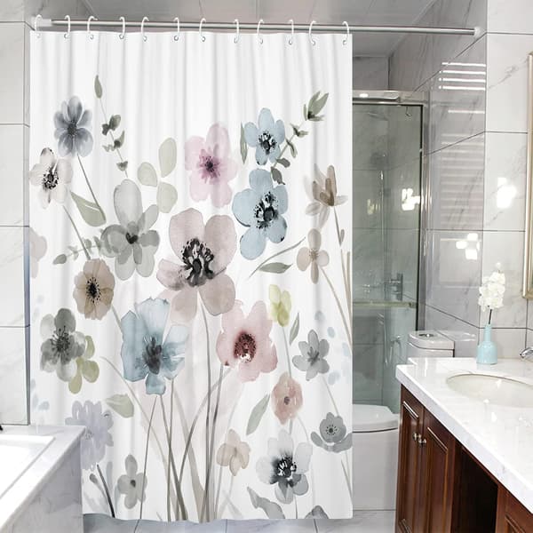 Blomstrete dusjforheng Boho dusjforheng Hvitt dusjforheng 180*180cm Polyester