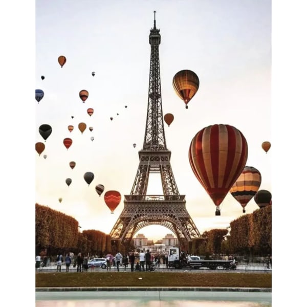 30x40CM Håndlaget 5D kunst diamantmaleri - varmluftsballong Eiffel