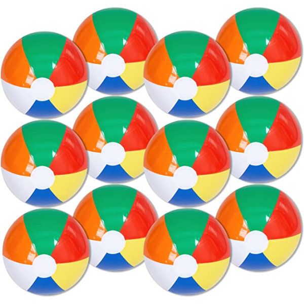 Rainbow Beach Balls (12 pakkaus), 14 tuuman puhallettavat uima-allaslelut