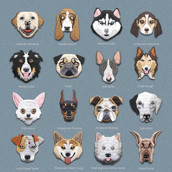 16 stk Børns Søde Hunde Broderi Patch Cloth Stickers