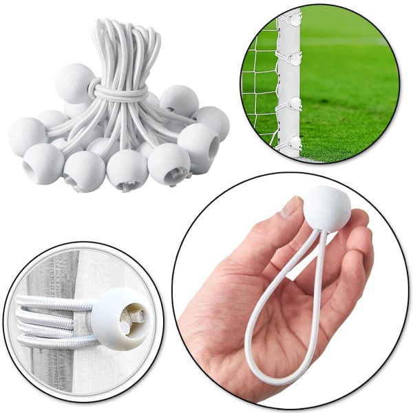 25 Pack Ball Bungee White Heavy Duty 6 Tommers værbestandig 5m
