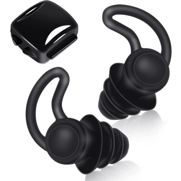 (Black) Noise Canceling Earplugs for Sleep, 2 Silicone Ear Plugs