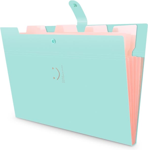Expanderande Dokumentmapp 5 Fack, A4 Papper Dragspels Dokumentorganisatör (Grön)