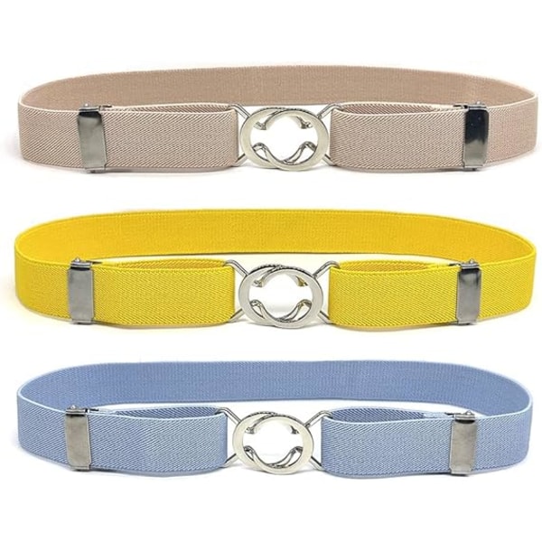 3 Pieces Kids Belt Adjustable Elastic Stretch Belt for Boys and G