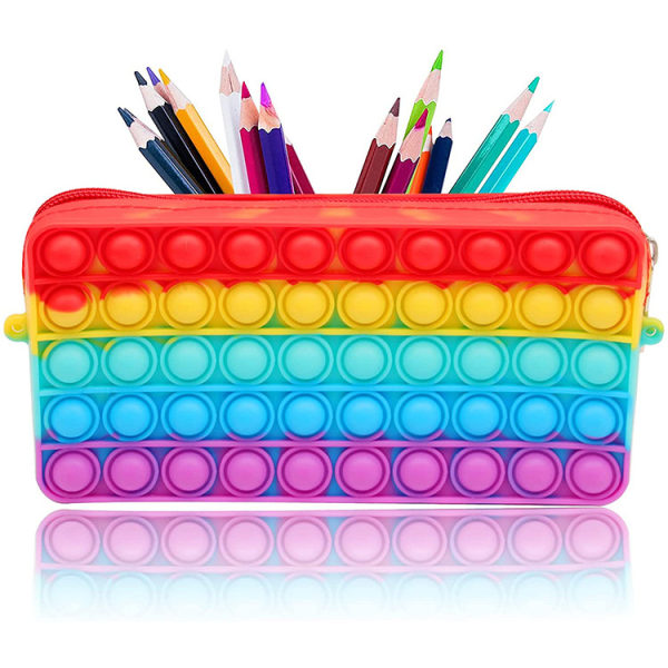 Ekstruderet boblefarvet blyantæske (regnbuefarve), blyantæske,