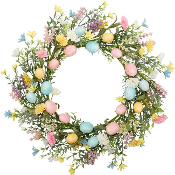 Pääsiäismunaseppele pääsiäiskoristeeksi, 45cm värikäs kevätvanne