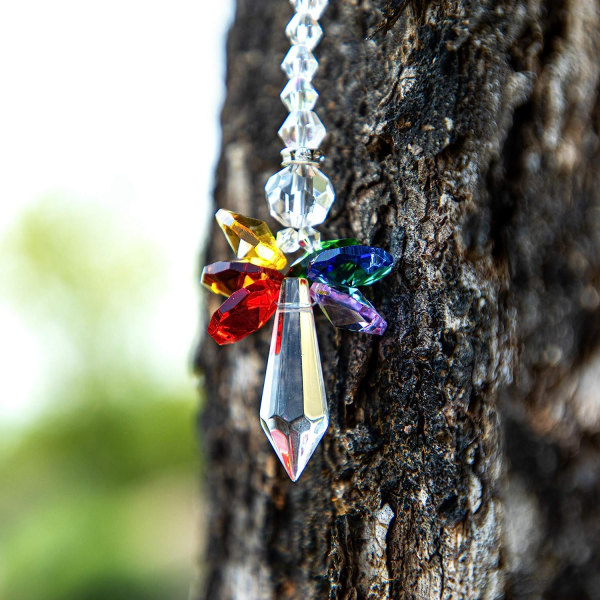 Rainbow Guardian Angel Crystal Suncatcher som dekoration för hem/bil