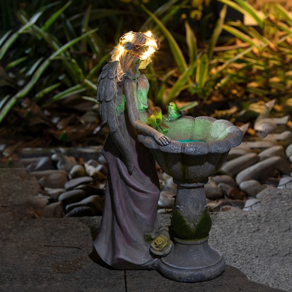 Solar Garden Statue udendørs indretning, Angel Garden Figurine med Co