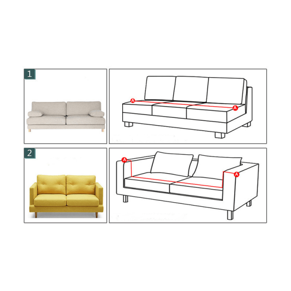 2-sits stretchig cover med armstöd Elastiskt cover Uni