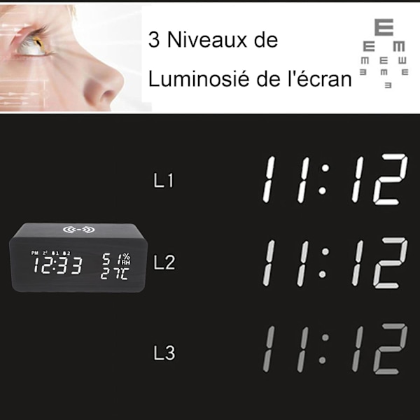 Digital väckarklocka, digital väckarklocka med trådlös laddning