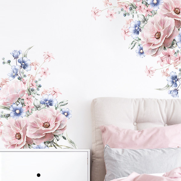 Blomväggsdekaler Vattenfärg Blommiga Väggdekaler Sovrum Vardagsrum