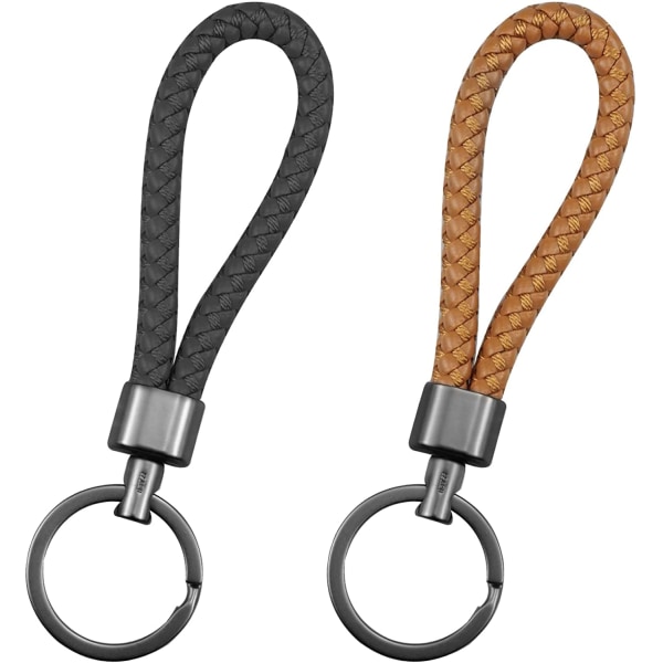 2-osainen punottu nahkainen avaimenperä, PU-avaimenperä autoon Porte Clef Wom