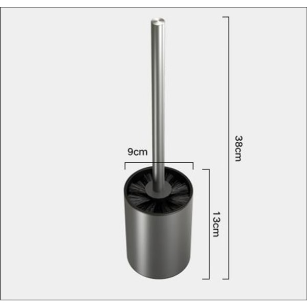 Satin Toiletbørste, Fremstillet af Rustfrit Stål, Sort Børste, Metall