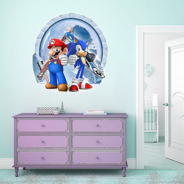 Mario Sonic Värikäs Anime 3d Seinätarra Pvc Taustakuva De A