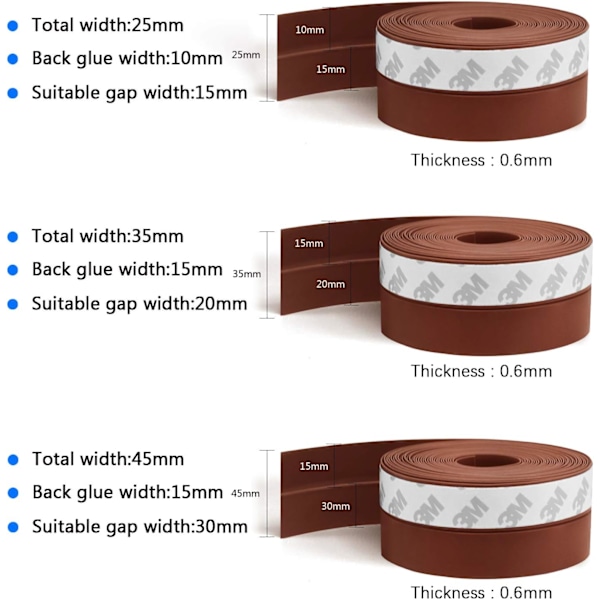 Silikon Dør- og Vindustetning 10m (25mm, Brun)