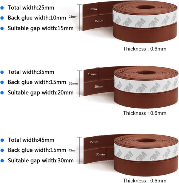Silikon Dörrfönster Tätning 10m (45mm, Brun)